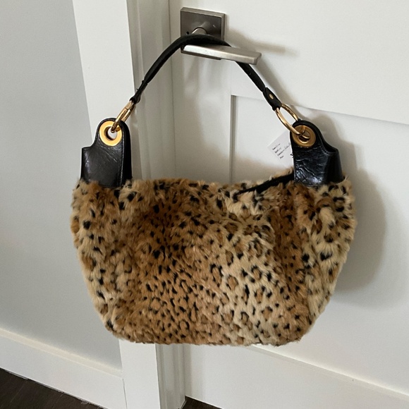 Glenda Gies- Vivian- NEW! Shoulder bag-Golden Cheetah Faux Fur-Retired - Picture 2 of 4